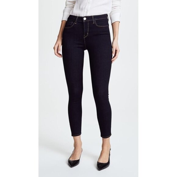 L'AGENCE Margot Midnight Dark Blue High Rise Skinny Ankle Jeans, Size 25 - Picture 2 of 15